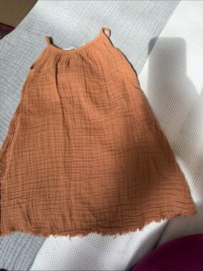 Unbranded Kids A-Line Cotton Gauze Dress in Rust